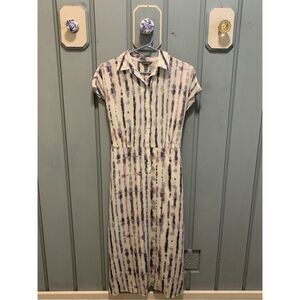 The Limited Womens 6 MIDI Tye Dye Dress Blue Purple White Beach Wedding Guest